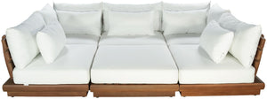 Meridian Furniture Mirella Six Piece Outdoor Modular Sectional Solid Teak Frame Water Resistant Fabric 111White-Sec6C