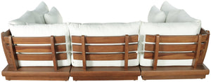 Meridian Furniture Mirella Six Piece Outdoor Modular Sectional Solid Teak Frame Water Resistant Fabric 111White-Sec6C
