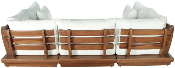Meridian Furniture Mirella Six Piece Outdoor Modular Sectional Solid Teak Frame Water Resistant Fabric 111White-Sec6C