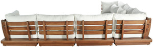Meridian Furniture Mirella 7 Piece Modular Outdoor Sectional Solid Teak Frame Water Resistant Fabric 111White-Sec7A