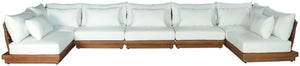 Meridian Furniture Mirella Solid Teak 7 Piece Modular Outdoor Sectional with Water Resistant Cushions 111White-Sec7B