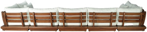 Meridian Furniture Mirella Solid Teak 7 Piece Modular Outdoor Sectional with Water Resistant Cushions 111White-Sec7B
