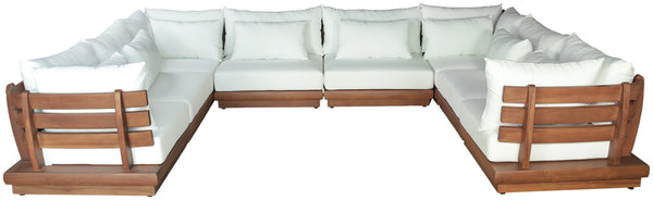 Meridian Furniture Mirella 8 Piece Teak Outdoor Modular Sectional with Water Resistant Plush Cushions 111White-Sec8A