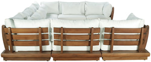 Meridian Furniture Mirella 8 Piece Teak Outdoor Modular Sectional with Water Resistant Plush Cushions 111White-Sec8A