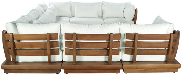Meridian Furniture Mirella 8 Piece Teak Outdoor Modular Sectional with Water Resistant Plush Cushions 111White-Sec8A