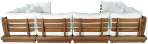 Meridian Furniture Mirella 8 Piece Teak Outdoor Modular Sectional with Water Resistant Plush Cushions 111White-Sec8A