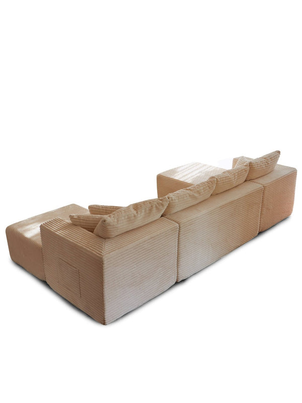 English Elm 133.86" Modular Cloud Sectional Corded Fabric U Shaped Sofa with Ottoman No Assembly W668S00010