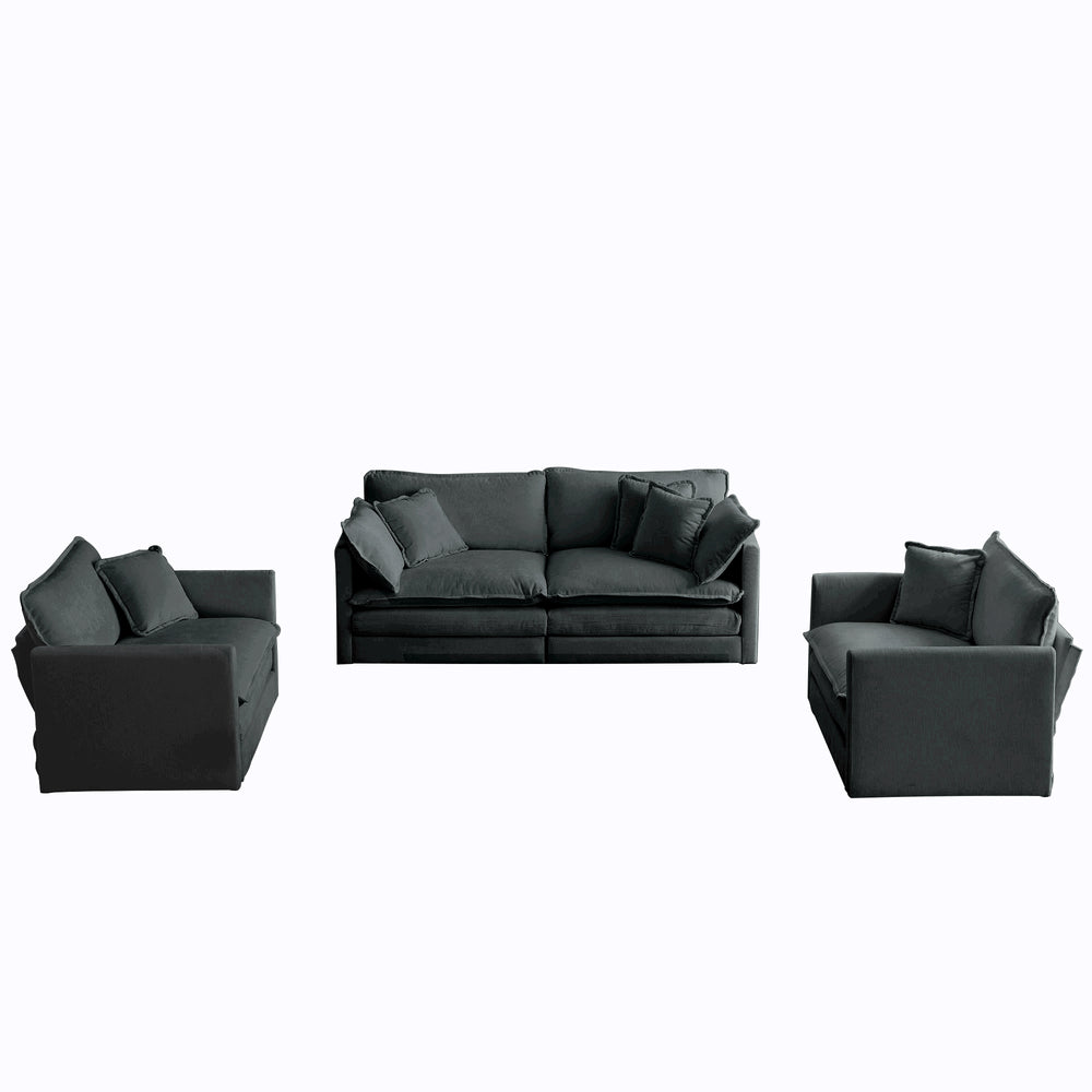 English Elm 3 Piece Sofa Set - Stylish Gray Chenille With Arm & Toss Pillows - Perfect For Small Living Spaces! W714S00980