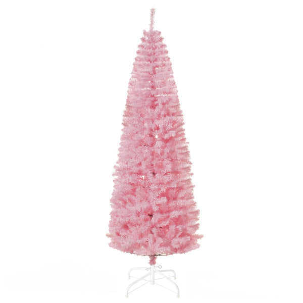English Elm Homcom 7' Slim Pink Douglas Fir Tree With 818 Lifelike Branch Tips - Perfect For Small Spaces! W2225P229757