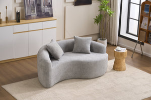 English Elm LY-042 Zen-Inspired S-Curved Dual-Depth Loveseat with Chenille Upholstery, Ready-to-Use Comfort Light Gray W2231P329726