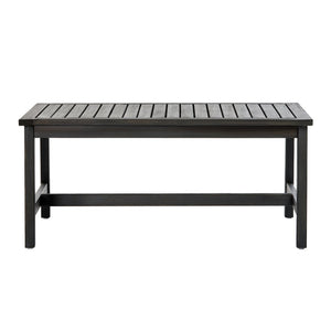 English Elm 2 Piece Outdoor Acacia Wood Loveseat and Coffee Table Set with Textilene Weave Cushions Dark Grey,White+Black N768P368824D