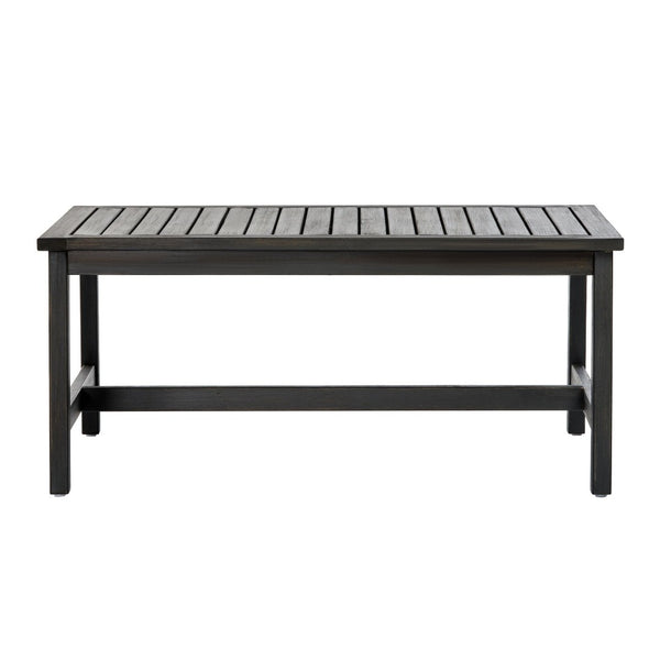 English Elm 2 Piece Outdoor Acacia Wood Loveseat and Coffee Table Set with Textilene Weave Cushions Dark Grey,White+Black N768P368824D