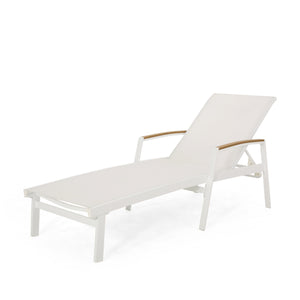 English Elm Christopher Knight Home® - OXTON Chaise Lounge with Breathable Nylon Mesh, Ergonomic Recline and Sleek Low-Profile Design for Comfort White 62753.00WWHIMP2