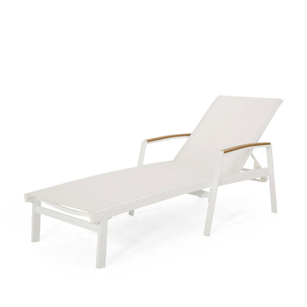 English Elm Christopher Knight Home® - OXTON Chaise Lounge with Breathable Nylon Mesh, Ergonomic Recline and Sleek Low-Profile Design for Comfort White 62753.00WWHIMP2