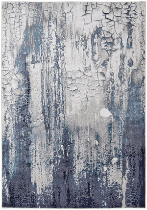 Feizy Rugs Ind39h2f Indio Modern Abstract Rug – Durable, Low Pile Design In Earthy Tones For Stylish Home Décor Ivory,Blue,Black Polyester,Polypropylene Ind39h2fblubgef00