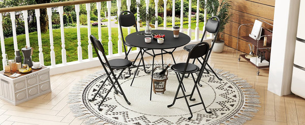 English Elm 4pcs Folding Stool with Back Cushioned PU Seats, Lightweight Portable Folding Chairs for Indoor Outdoor W2580P314329