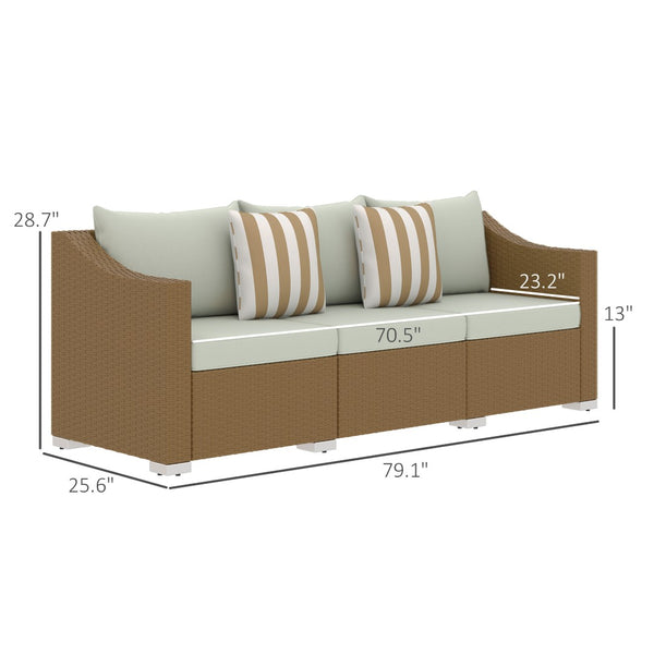 English Elm Outdoor Hand-woven Pe Rattan 3-seat Patio Sofa with All-weather Cushions Included T3971P417927