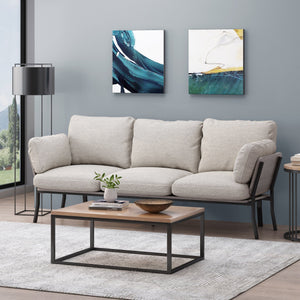 English Elm Christopher Knight Home® - 3-SEATER Mid-Century Sofa Light Grey Fabric with Pillow Cushions, Faux Wood Frame & Angled Legs 67505.00GRYLGRY