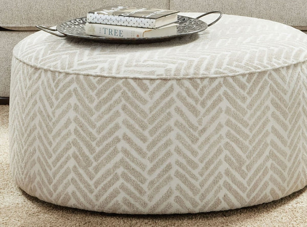 English Elm Transitional Round Upholstery Ottoman With Welt Trim - Versatile, Lightweight & Stylish Comfort Piece B2741P355860-GIGA