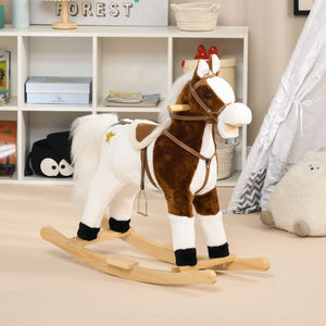 English Elm Qaba Plush Rocking Pony for Toddlers with Sound Effects and Padded Saddle Playroom Fun W2225P217696