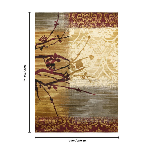English Elm Joy Abstract Nature Motif Area Rug Bohemian Terracotta Sage Low Pile Living Room B186P452313