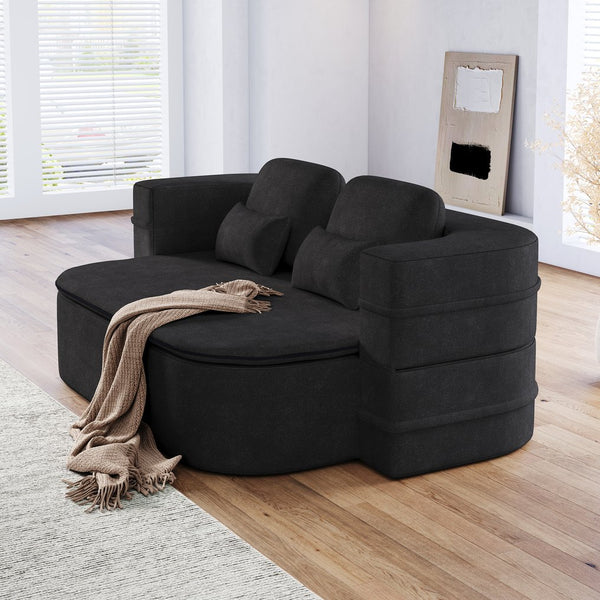 English Elm 75''2-In-1 Foldable Sofa Bed - Chenille Lounge Sofa With Pillows, High-Density Foam For Comfort W834P317050