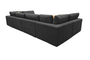 English Elm Coffee Bean Textured Upholstery Modular Sectional Low Profile Sofa with Toss Pillows Dark Gray B2748S00082