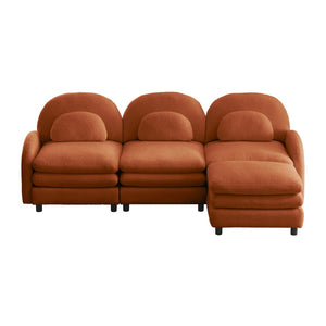 English Elm Teddy Fleece Modular Cloud Sofa Plush Curved Sectional with Ottoman for Living Room Orange W5656S00097