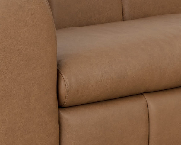 Sunpan Cyril Channel Tufted Cognac Aniline Italian Leather Sofa for Modern Living Rooms 112000