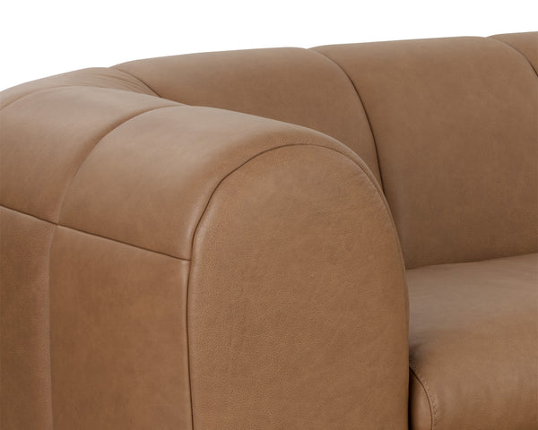 Sunpan Cyril Channel Tufted Cognac Aniline Italian Leather Sofa for Modern Living Rooms 112000