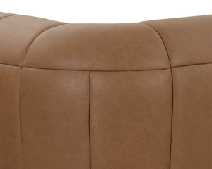 Sunpan Cyril Channel Tufted Cognac Aniline Italian Leather Sofa for Modern Living Rooms 112000
