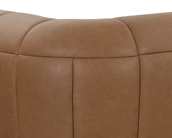 Sunpan Cyril Channel Tufted Cognac Aniline Italian Leather Sofa for Modern Living Rooms 112000