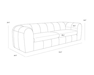 Sunpan Cyril Channel Tufted Cognac Aniline Italian Leather Sofa for Modern Living Rooms 112000