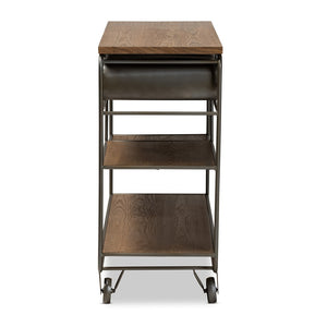 Baxton Studio Baxton Studio Grant Vintage Industrial Kitchen Cart with Oak-Brown Wood & Metal, Fully Assembled JY20A069-Oak-Cart
