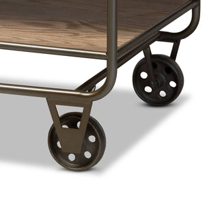 Baxton Studio Baxton Studio Grant Vintage Industrial Kitchen Cart with Oak-Brown Wood & Metal, Fully Assembled JY20A069-Oak-Cart
