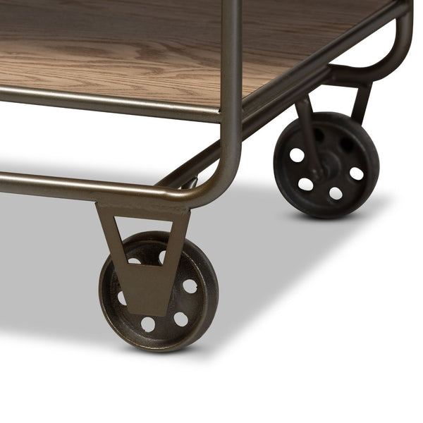Baxton Studio Baxton Studio Grant Vintage Industrial Kitchen Cart with Oak-Brown Wood & Metal, Fully Assembled JY20A069-Oak-Cart