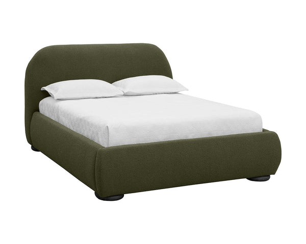 Sunpan Marin Bed - Luxuriously Upholstered With Velvety Kona Camel Fabric And Elegant Curves For Comfort Green Fabric 112029