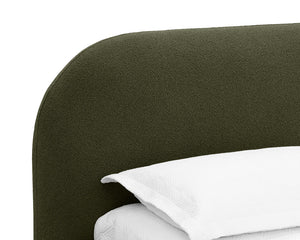 Sunpan Marin Bed - Luxuriously Upholstered With Velvety Kona Camel Fabric And Elegant Curves For Comfort Green Fabric 112029