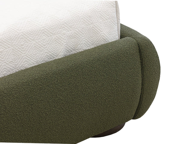 Sunpan Marin Bed - Luxuriously Upholstered With Velvety Kona Camel Fabric And Elegant Curves For Comfort Green Fabric 112029