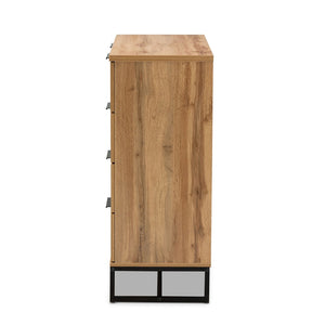 Baxton Studio Baxton Studio 5-Drawer Chest – Modern Oak Wood & Black Metal, Stylish Storage for Any Bedroom Space CH8002-Oak-5DW Chest