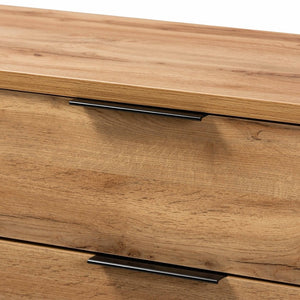 Baxton Studio Baxton Studio 5-Drawer Chest – Modern Oak Wood & Black Metal, Stylish Storage for Any Bedroom Space CH8002-Oak-5DW Chest