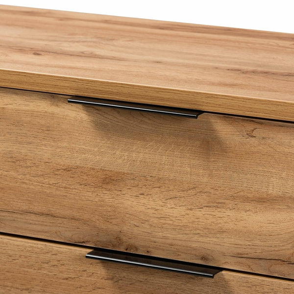 Baxton Studio Baxton Studio 5-Drawer Chest – Modern Oak Wood & Black Metal, Stylish Storage for Any Bedroom Space CH8002-Oak-5DW Chest