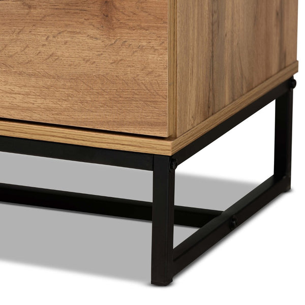Baxton Studio Baxton Studio 5-Drawer Chest – Modern Oak Wood & Black Metal, Stylish Storage for Any Bedroom Space CH8002-Oak-5DW Chest