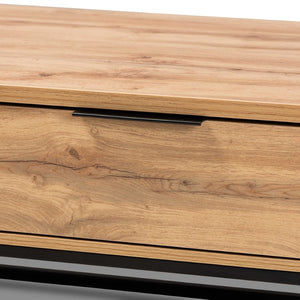 Baxton Studio Baxton Studio Modern Oak Brown & Black Metal 2-Drawer Coffee Table with Stylish Storage Solutions CT8007-Oak-CT