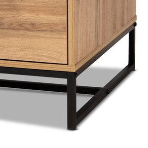 Baxton Studio Baxton Studio Modern Oak Brown & Black Metal 2-Drawer Coffee Table with Stylish Storage Solutions CT8007-Oak-CT