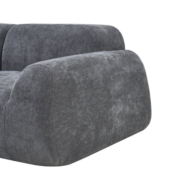 English Elm Oversized Velvet Cloud Sectional with Memory Foam Cushioning and L-shape Chaise Lounge Grey W3728S00014