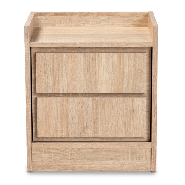Baxton Studio Baxton Studio Hale Modern Oak-Finished Nightstand – Compact Minimalist Design with Hidden Storage ET8003-Oak-NS