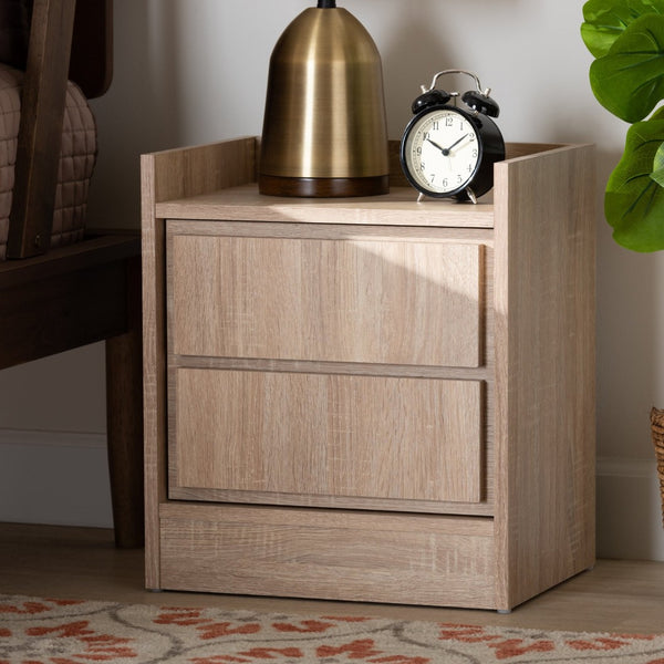 Baxton Studio Baxton Studio Hale Modern Oak-Finished Nightstand – Compact Minimalist Design with Hidden Storage ET8003-Oak-NS