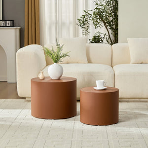 English Elm Modern Saddle Leather Mdf Side Table Compact Accent for Living Room or Office Brown W2085P399097