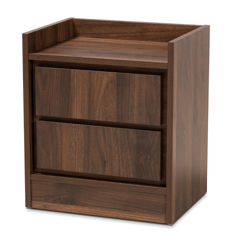 Baxton Studio Baxton Studio Hale Modern Nightstand - Walnut Brown Wood, Compact Design with Enclosed Storage ET8003-Walnut-NS